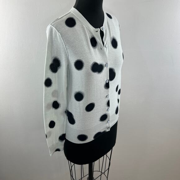 Marc By Marc Jacobs Black White Top Cotton Polka Dots Button-Up Cardigan Small S - Picture 5 of 10